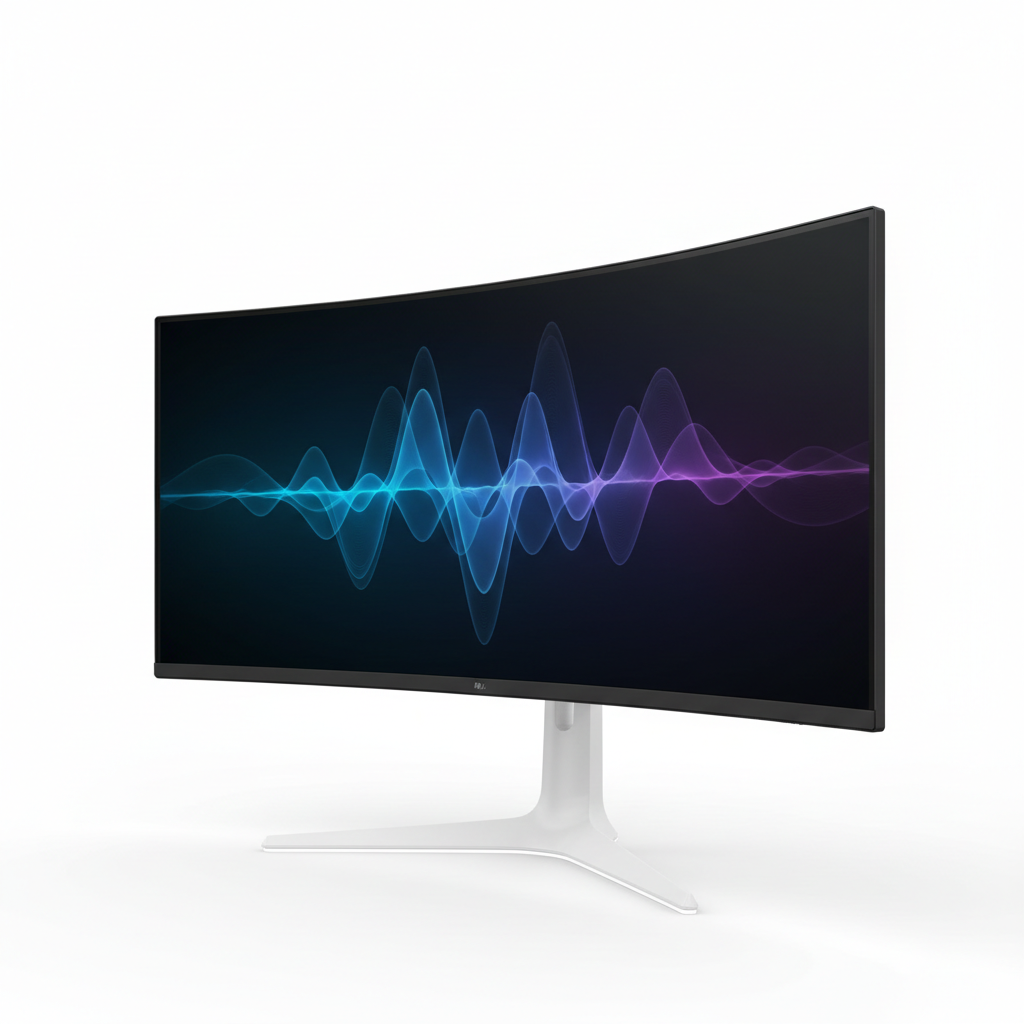 Sleek ultrawide curved 4K monitor on white background