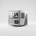 Modern 3D printing platform machine on white background